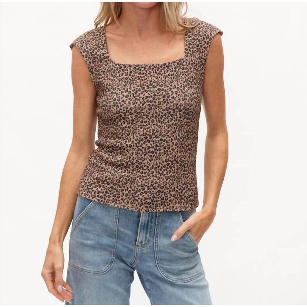NEW SIX/FIFTY women's roxie square neck top in cheetah